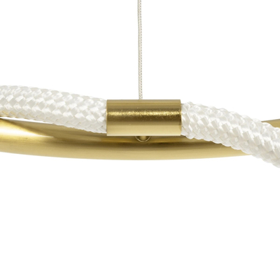 kelvo® GLOW 61659 Μοντέρνο Κρεμαστό Φωτιστικό Οροφής LED 58W 5800lm 360° AC 220-240V IP20 Ρυθμιζόμενο Λευκό CCT με Χειριστήριο από 2700K έως 6000K Dimmable - Lumileds SMD Chip - Χρυσό Πλατίνα & Λευκό Νήμα - Μ80 x Π80 x Υ60cm - 3 Χρόνια Εγγύηση