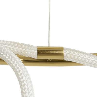 kelvo® GLOW 61660 Μοντέρνο Κρεμαστό Φωτιστικό Οροφής LED 69W 6900lm 360° AC 220-240V IP20 Ρυθμιζόμενο Λευκό CCT με Χειριστήριο από 2700K έως 6000K Dimmable - Lumileds SMD Chip - Χρυσό Πλατίνα & Λευκό Νήμα - Μ100 x Π100 x Υ70cm - 3 Χρόνια Εγγύηση