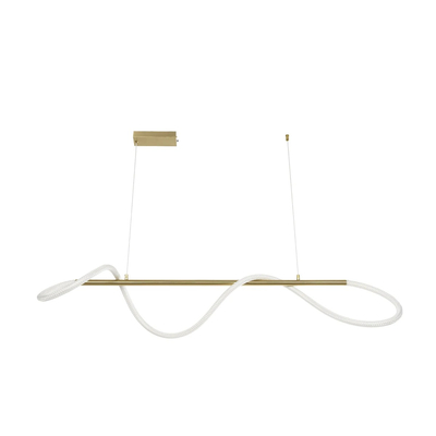 kelvo® GLOW 61662 Μοντέρνο Κρεμαστό Φωτιστικό Οροφής LED 34W 3400lm 360° AC 220-240V IP20 Ρυθμιζόμενο Λευκό CCT με Χειριστήριο από 2700K έως 6000K Dimmable - Lumileds SMD Chip - Χρυσό Πλατίνα & Λευκό Νήμα - Μ120 x Π35 x Υ50cm - 3 Χρόνια Εγγύηση