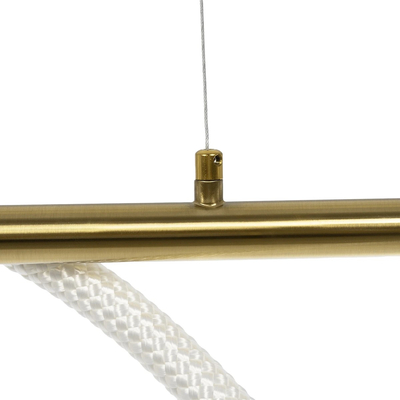 kelvo® GLOW 61662 Μοντέρνο Κρεμαστό Φωτιστικό Οροφής LED 34W 3400lm 360° AC 220-240V IP20 Ρυθμιζόμενο Λευκό CCT με Χειριστήριο από 2700K έως 6000K Dimmable - Lumileds SMD Chip - Χρυσό Πλατίνα & Λευκό Νήμα - Μ120 x Π35 x Υ50cm - 3 Χρόνια Εγγύηση