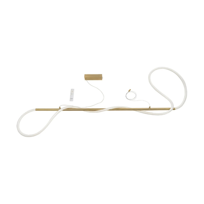 kelvo® GLOW 61663 Μοντέρνο Κρεμαστό Φωτιστικό Οροφής LED 45W 4500lm 360° AC 220-240V IP20 Ρυθμιζόμενο Λευκό CCT με Χειριστήριο από 2700K έως 6000K Dimmable - Lumileds SMD Chip - Χρυσό Πλατίνα & Λευκό Νήμα - Μ150 x Π35 x Υ50cm - 3 Χρόνια Εγγύηση