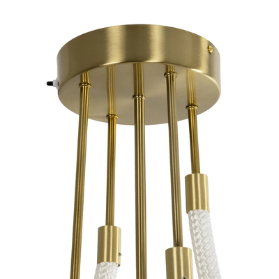 kelvo® GLOW 61670 Μοντέρνο Φωτιστικό Οροφής LED 40W 4000lm 360° AC 220-240V IP20 Ρυθμιζόμενο Λευκό CCT με Χειριστήριο από 2700K έως 6000K Dimmable - Lumileds SMD Chip - Χρυσό Πλατίνα & Λευκό Νήμα - Μ50 x Π50 x Υ70cm - 3 Χρόνια Εγγύηση