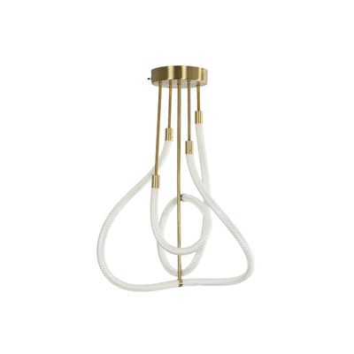 kelvo® GLOW 61670 Μοντέρνο Φωτιστικό Οροφής LED 40W 4000lm 360° AC 220-240V IP20 Ρυθμιζόμενο Λευκό CCT με Χειριστήριο από 2700K έως 6000K Dimmable - Lumileds SMD Chip - Χρυσό Πλατίνα & Λευκό Νήμα - Μ50 x Π50 x Υ70cm - 3 Χρόνια Εγγύηση