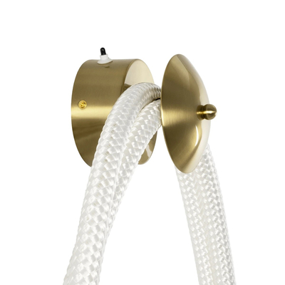 kelvo® GLOW 61676 Μοντέρνο Φωτιστικό Τοίχου - Απλίκα LED 45W 4500lm 360° AC 220-240V IP20 Ρυθμιζόμενο Λευκό CCT με Χειριστήριο από 2700K έως 6000K Dimmable - Lumileds SMD Chip - Χρυσό Πλατίνα & Λευκό Νήμα - Μ30 x Π15 x Υ110cm - 3 Χρόνια Εγγύηση