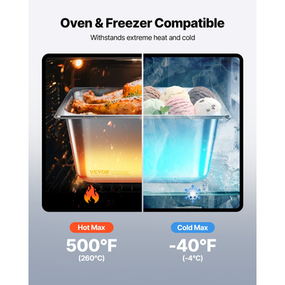 Τηγάνια ξενοδοχείου VEVOR 1/2 με καπάκια, 2 τεμάχια από ανοξείδωτο ατσάλι, βάθους 6