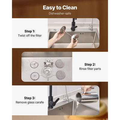 Καφετιέρα VEVOR French Press 1L από ανοξείδωτο ατσάλι, ασημί