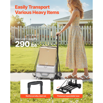 VEVOR Πτυσσόμενο Χειροκίνητο Καρότσι Πλατφόρμας 290 λίβρες Καρότσι Μετακίνησης με Τρόλεϊ