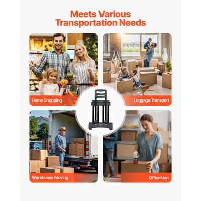 VEVOR Πτυσσόμενο Χειροκίνητο Καρότσι Πλατφόρμας 290 λίβρες Καρότσι Μετακίνησης με Τρόλεϊ