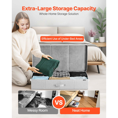 VEVOR Αποθήκευση κάτω από το κρεβάτι 48L Πτυσσόμενο κουτί κάτω από το κρεβάτι για οργάνωση ρούχων 2 τεμάχια