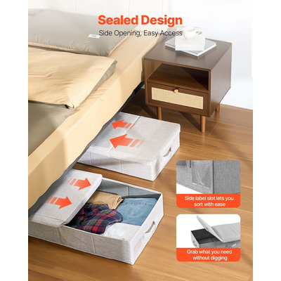 VEVOR Αποθήκευση κάτω από το κρεβάτι 48L Πτυσσόμενο κουτί κάτω από το κρεβάτι για οργάνωση ρούχων 2 τεμάχια