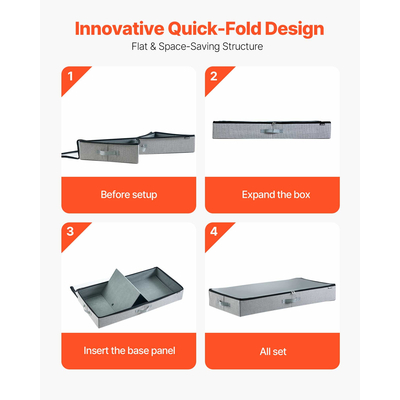 VEVOR Κουτί Οργάνωσης Παπουτσιών 45L με Αποθήκευση Κάτω από το Κρεβάτι και Διαφανές Καπάκι, 2 Τεμάχια