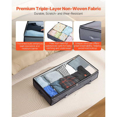 VEVOR Κουτί Οργάνωσης Παπουτσιών 90L με Αποθήκευση Κάτω από το Κρεβάτι και Διαφανές Καπάκι, 2 Τεμάχια