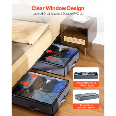VEVOR Κουτί Οργάνωσης Παπουτσιών 90L με Αποθήκευση Κάτω από το Κρεβάτι και Διαφανές Καπάκι, 2 Τεμάχια