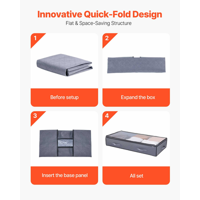 VEVOR Κουτί Οργάνωσης Παπουτσιών 90L με Αποθήκευση Κάτω από το Κρεβάτι και Διαφανές Καπάκι, 2 Τεμάχια