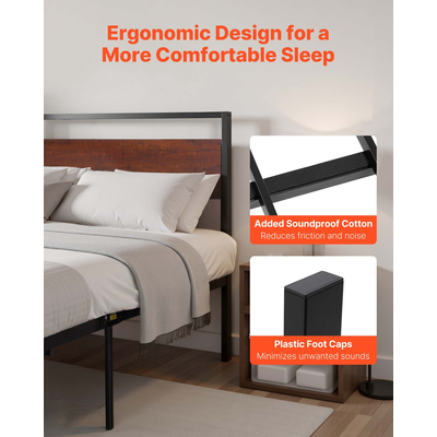 Μεταλλικό κρεβάτι VEVOR Queen Size με πλατφόρμα και κεφαλάρι και υποπόδιο 14 ιντσών