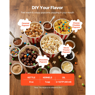 Μηχανή ποπ κορν VEVOR με καρότσι, βραστήρας ποπ κορν 800W 0,2kg, κόκκινος