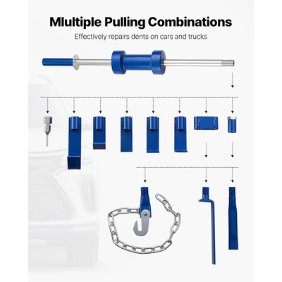 Κιτ εξολκέα βαθουλωμάτων VEVOR, εξολκέας βαθουλωμάτων με συρόμενο σφυρί, σετ επισκευής βαθουλωμάτων αυτοκινήτου 13 λίβρες