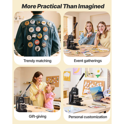 Μηχανή κατασκευής κουμπιών VEVOR Πλαστική μηχανή κατασκευής καρφιτσών 32/58/75 mm 3 σε 1 300 τεμάχια ανταλλακτικά