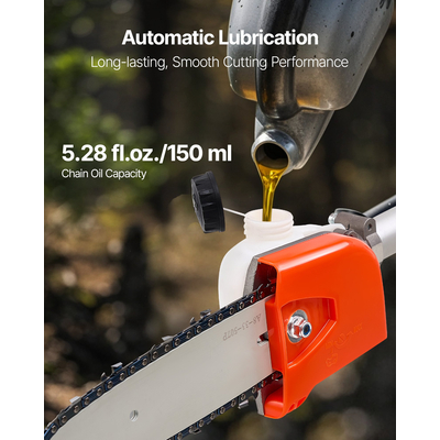 VEVOR Αερόβιο πριόνι με κοντάρι 25CC, 2-χρονο, ασύρματο κλαδευτήρι δέντρων, ράβδος κοπής 8 ιντσών