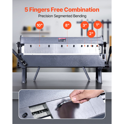 Φρένο VEVOR 24 ιντσών για λαμαρίνα και λαμαρίνα 0-135° 16 Ga, κάμψης, 5 δάχτυλα