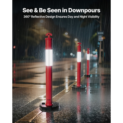 VEVOR Σετ 6 Στύλων Οριοθέτησης Κυκλοφορίας Κώνοι Οδικής Ασφάλειας 1140 mm με Βαρύ Βάση