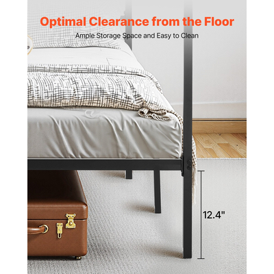 VEVOR Κρεβάτι King Size με Σκελετό, Μεταλλικό Κρεβάτι με Σκελετό και Τέσσερις Πόστερ, Μαύρο