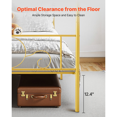 VEVOR Κρεβάτι με ουρανό πλήρους μεγέθους, μεταλλικό κρεβάτι με κεφαλάρι και τέσσερις αφίσες