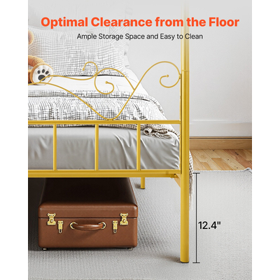 VEVOR Κρεβάτι Queen Size με Σκελετό, Μεταλλικό Κρεβάτι με Σκελετό και Κεφαλάρι & Τέσσερις Αφίσες