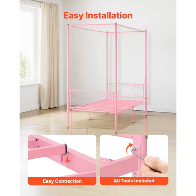 VEVOR Κρεβάτι με Σκελετό Διπλού Μεγέθους, Μεταλλικό Κρεβάτι με Σκελετό και Κεφαλάρι & Τέσσερις Αφίσες