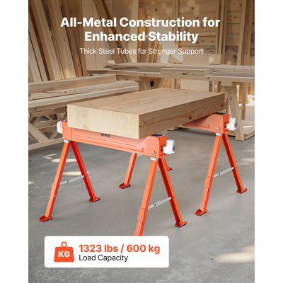 Πάγκος εργασίας VEVOR Saw Horses 2 τεμαχίων βαρέως τύπου, χωρητικότητας 1323 λίβρες για ξυλουργική