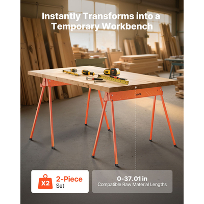 Πάγκος εργασίας VEVOR Saw Horses 2 τεμαχίων βαρέως τύπου, χωρητικότητας 660 λίβρες για ξυλουργική