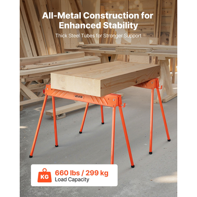 Πάγκος εργασίας VEVOR Saw Horses 2 τεμαχίων βαρέως τύπου, χωρητικότητας 660 λίβρες για ξυλουργική