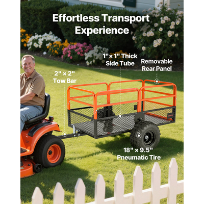 Ρυμουλκούμενο VEVOR Dump 1800 λίβρες 28 κυβικά πόδια ρυμούλκησης πίσω από ατσάλινο καρότσι κήπου