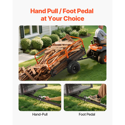 Ρυμουλκούμενο VEVOR Dump 1800 λίβρες 28 κυβικά πόδια ρυμούλκησης πίσω από ατσάλινο καρότσι κήπου