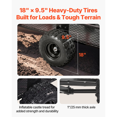 Ρυμουλκούμενο VEVOR Dump 1800 λίβρες 28 κυβικά πόδια ρυμούλκησης πίσω από ατσάλινο καρότσι κήπου