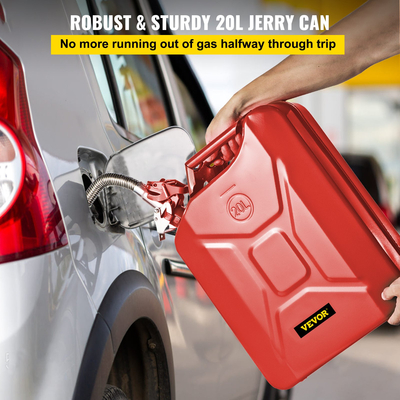 VEVOR Jerry Can 20L Jerry Fuel Can με εύκαμπτο στόμιο 2 τεμάχια κόκκινο