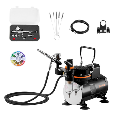 Κιτ Αερογράφου VEVOR Κιτ Αερογράφου 1/6 HP Αεροσυμπιεστής 1 Αερογράφος 3 Άκρες Σωλήνας