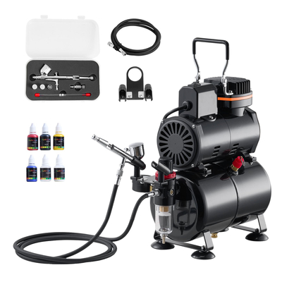 Κιτ Αερογράφου VEVOR Κιτ Αερογράφου 1/6 HP Δοχείο Αεροσυμπιεστή 1 Αερογράφος 3 Μύτες