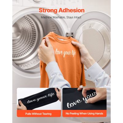 Σίδερο βινυλίου μεταφοράς θερμότητας VEVOR HTV σε ρολό βινυλίου 304,8 x 7260mm γυαλιστερό λευκό