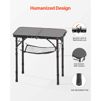 VEVOR 60cm Πτυσσόμενο Φορητό Τραπέζι Κάμπινγκ Τραπέζι Πικνίκ Αλουμινίου Εσωτερικού Χώρου