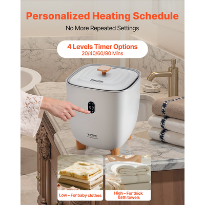 Κουβάς πετσετών VEVOR 25L με οθόνη LED, χρονοδιακόπτη και ρύθμιση θερμοκρασίας, γκρι