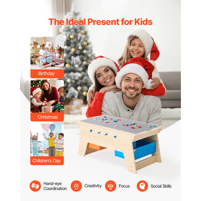 Παιδικό τραπέζι δραστηριοτήτων VEVOR, πολλαπλών χρήσεων, τραπέζι παιχνιδιού με 200 τουβλάκια