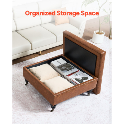 VEVOR 31 ιντσών τετράγωνο δερμάτινο τραπεζάκι σαλονιού με αποθηκευτικό χώρο για σαλόνι