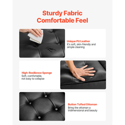 VEVOR 34 ιντσών τετράγωνο δερμάτινο τραπεζάκι σαλονιού με αποθηκευτικό χώρο για σαλόνι