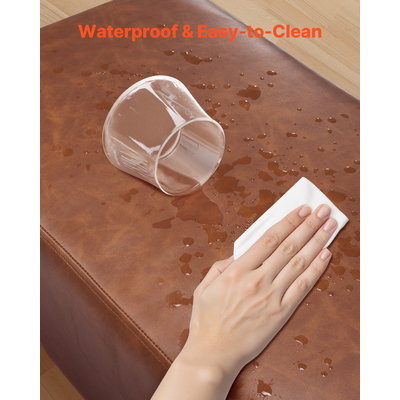 VEVOR Πάγκος Υπνοδωματίου από PU δέρμα με μεταλλικά πόδια, παπουτσοθήκη για είσοδο, καφέ