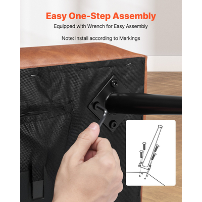 VEVOR Πάγκος Υπνοδωματίου από PU δέρμα με μεταλλικά πόδια, παπουτσοθήκη για είσοδο, καφέ