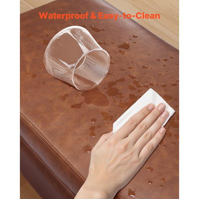 Πάγκος οσμαν VEVOR από δέρμα PU με αποθηκευτικό χώρο και μεταλλικά πόδια, καφέ