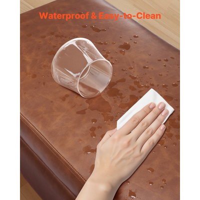 VEVOR Πάγκος Οθωμανικής Χρήσης από Δέρμα PU με Αποθήκευση & Μεταλλικά Πόδια, Καφέ