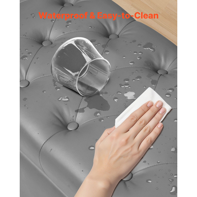 Πάγκος Ωτισμού VEVOR με Κουμπιά και Φουντωτά, Πάγκος από PU δέρμα με Ξύλινα Πόδια, Γκρι