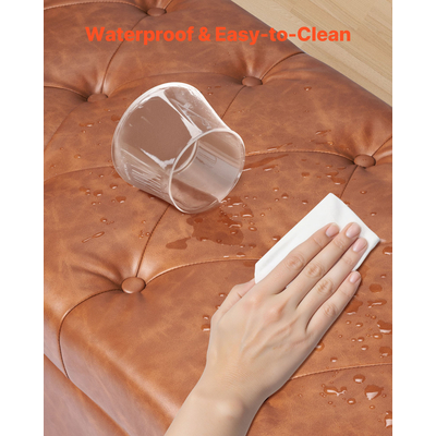 Παγκάκι Ωτορινολαρυγγικού με Κουμπιά VEVOR, Ξύλινα Πόδια από PU δέρμα, Καφέ